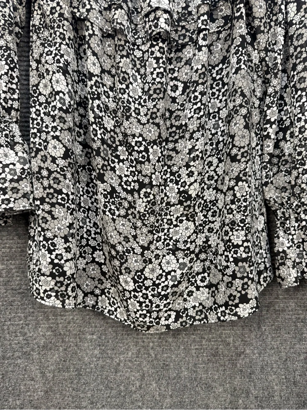 Michael Kors Womens Medium Off Shoulder Floral Blouse Bell Sleeve Lined Black